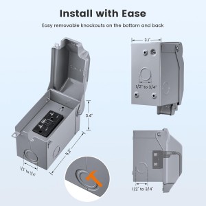 Caja de salida GFCI al aire libre Suraielec con puertos USB-C y USB-A, receptáculos WRTR GFCI de 20 amperios de agua, recinto 3R impermeable 3R, TOPA de salida de metal, enchufe de alimentación para patio trasero, iluminación de vacaciones