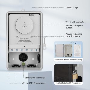 Temporizador de la piscina Wifi Suraielec, interruptor inteligente interior al aire libre, 40 amperios, 2hp, 120, 240, 277 VAC, caja de luz de control de controlador de piscina de servicio pesado para bomba de piscina, calentador de agua, spa, potentes electrodomésticos