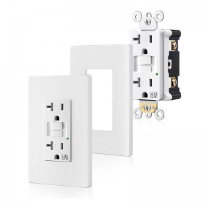SURAIELEC GFCI OUTLET 20 amperios de 20 amperios, 2 paquetes de autocomprobación GFI Sutales eléctricas, manipulador y resistente a la intemperie, receptáculo GFCI con placas de pared sin tornillos, GFCI para baño, cocina y al aire libre, listado, UL, blanco blanco, blanco